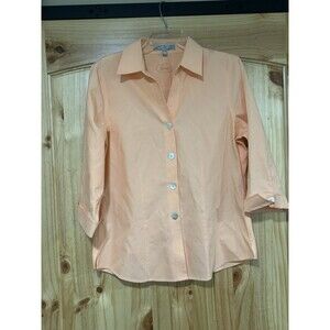 Foxcroft Women’s Non Iron Shirt Fitted Light Orange Size 10 Stretch Button Front